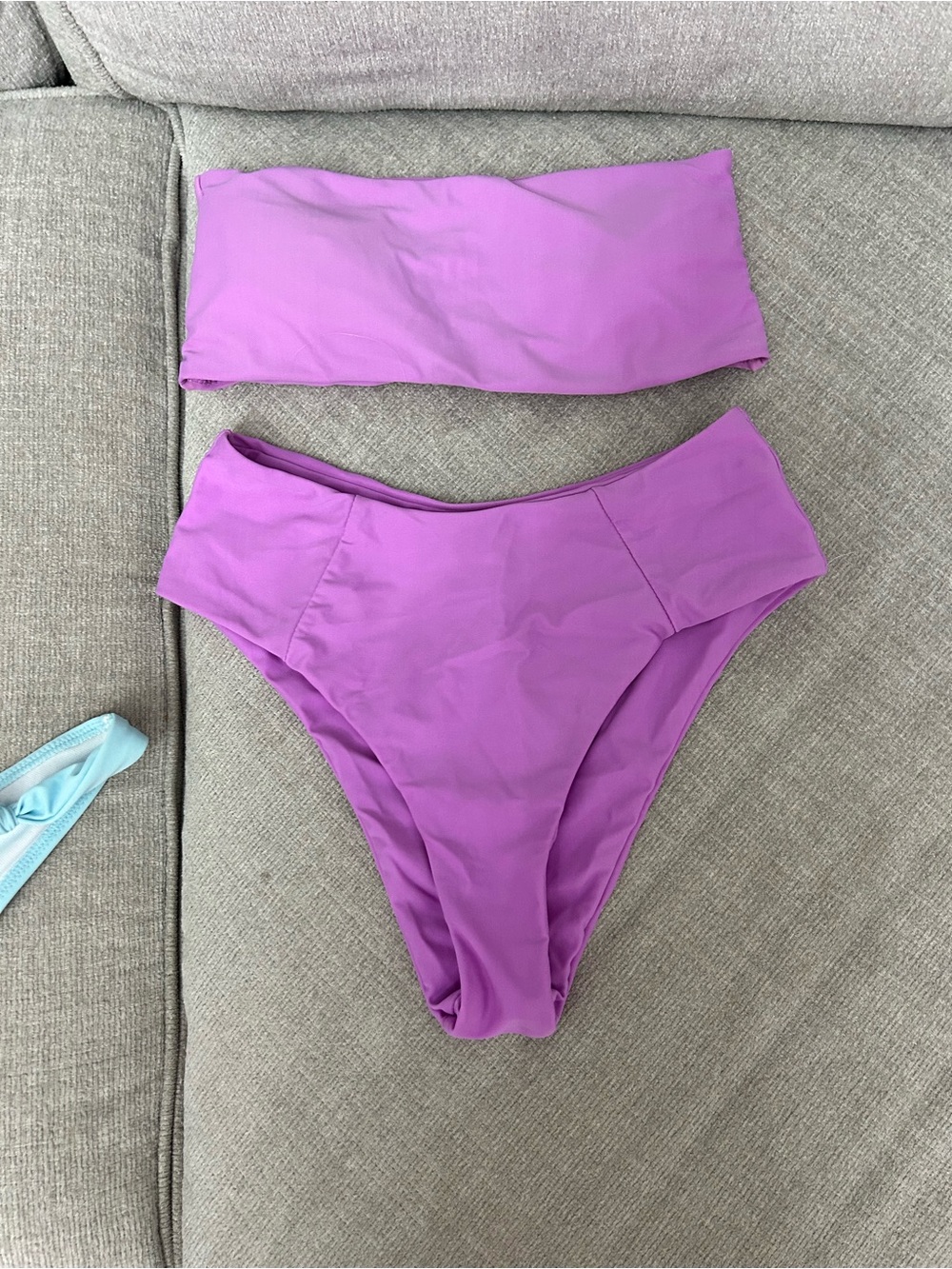 Purple High-Waist Bandeau Bikini Set